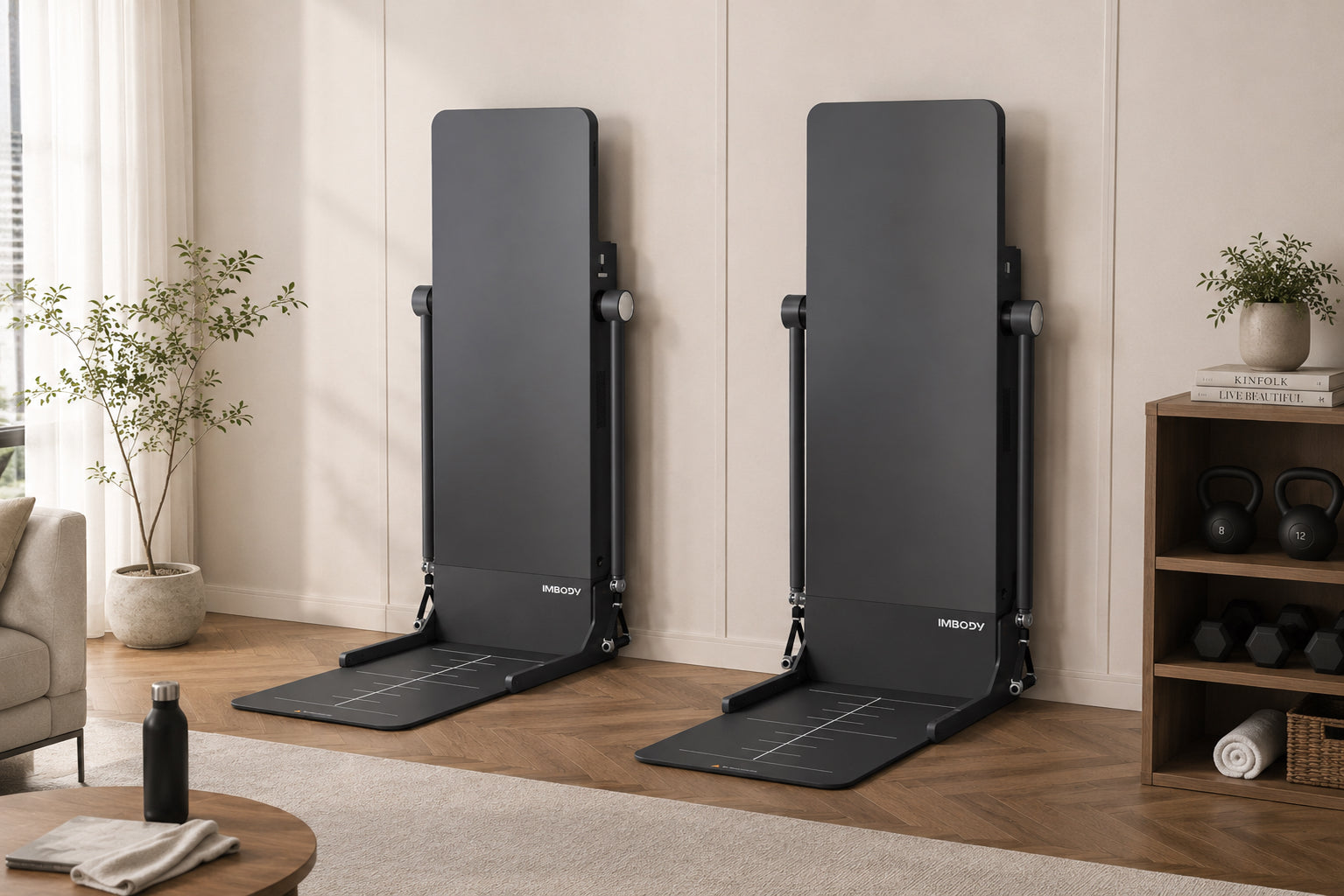 IMBODY Power S connected fitness dashboard in a modern home wellness space